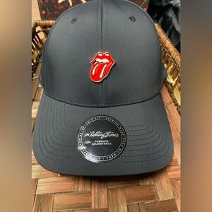 The Rolling Stones Black Adjustable Hat with Silver Logo Seal